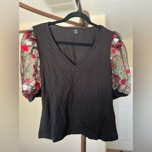 SHEIN Floral Shoulder Top